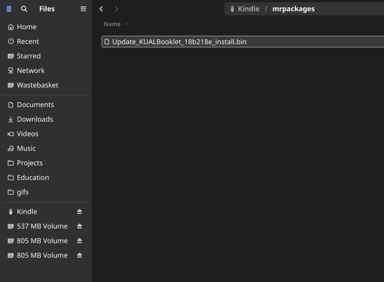 KUAL bin 放到 mrpackages 子目录